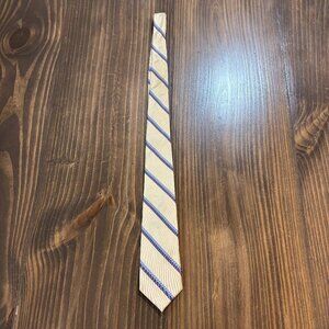 🎩 Oscar de la Renta‎ Silk Tie Blue Red Striped Cream Classic Menswear
